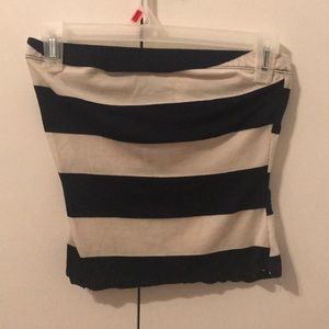 Blue and white stripe crop top